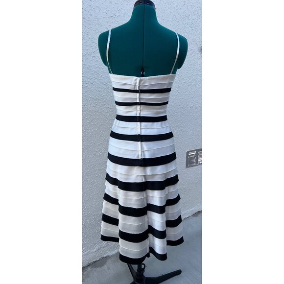 BCBGMaxAzria COCKTAIL DRESS sz 2 - black/ivory stripe - Picture 2 of 5